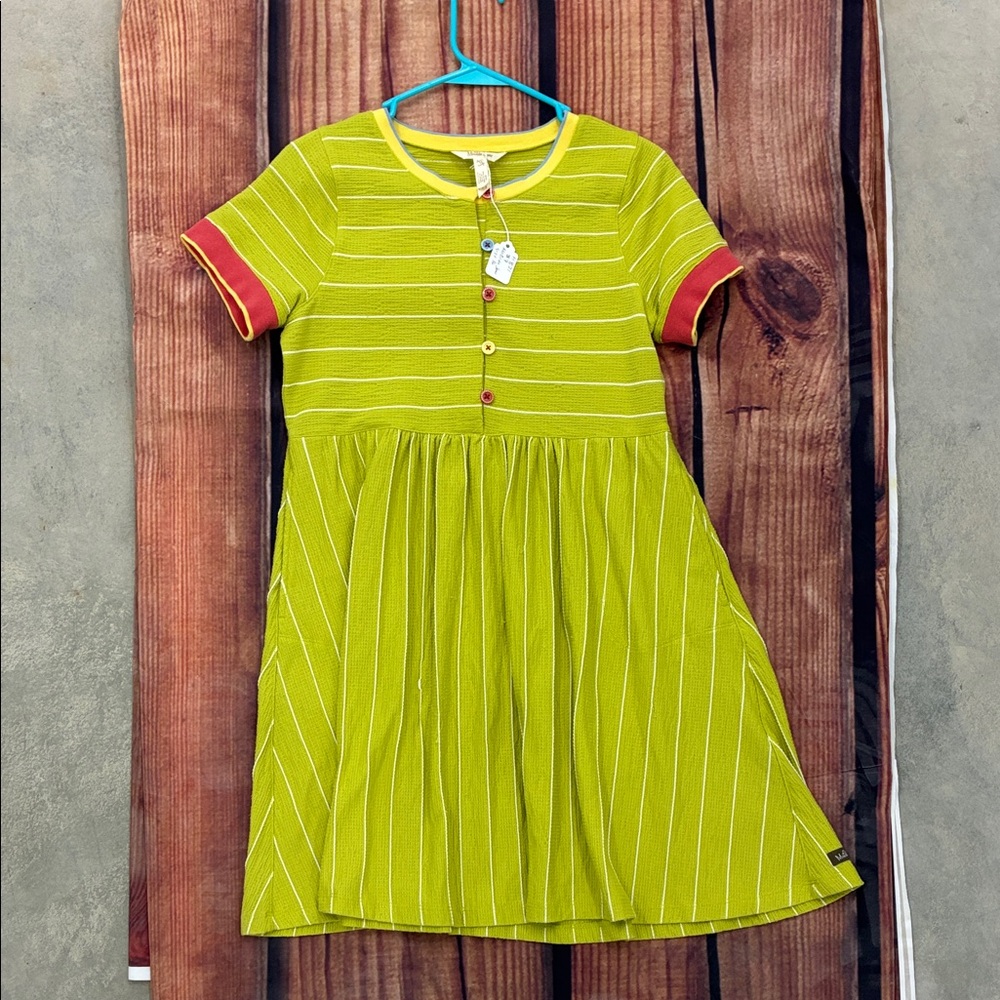 Matilda Jane Lime and Coral Striped Kids Dress